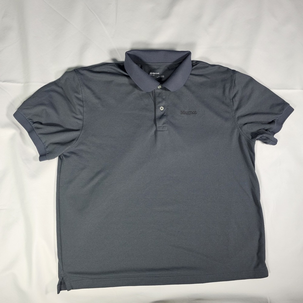 Marmot Polo Shirt Mens Large Gray Outdoor Performance Short Sleeve Golf